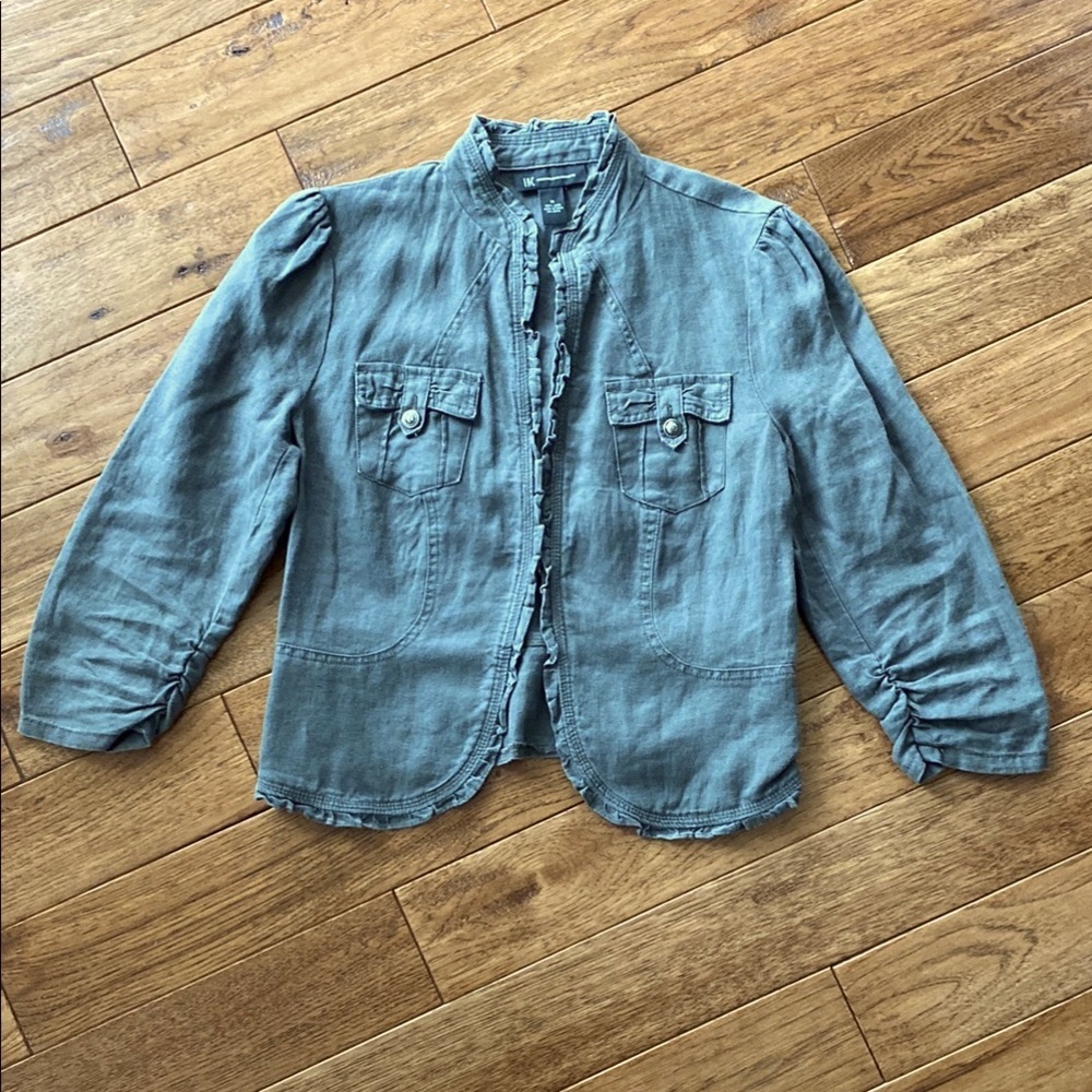 INC International Concepts Khaki Green Linen Blazer